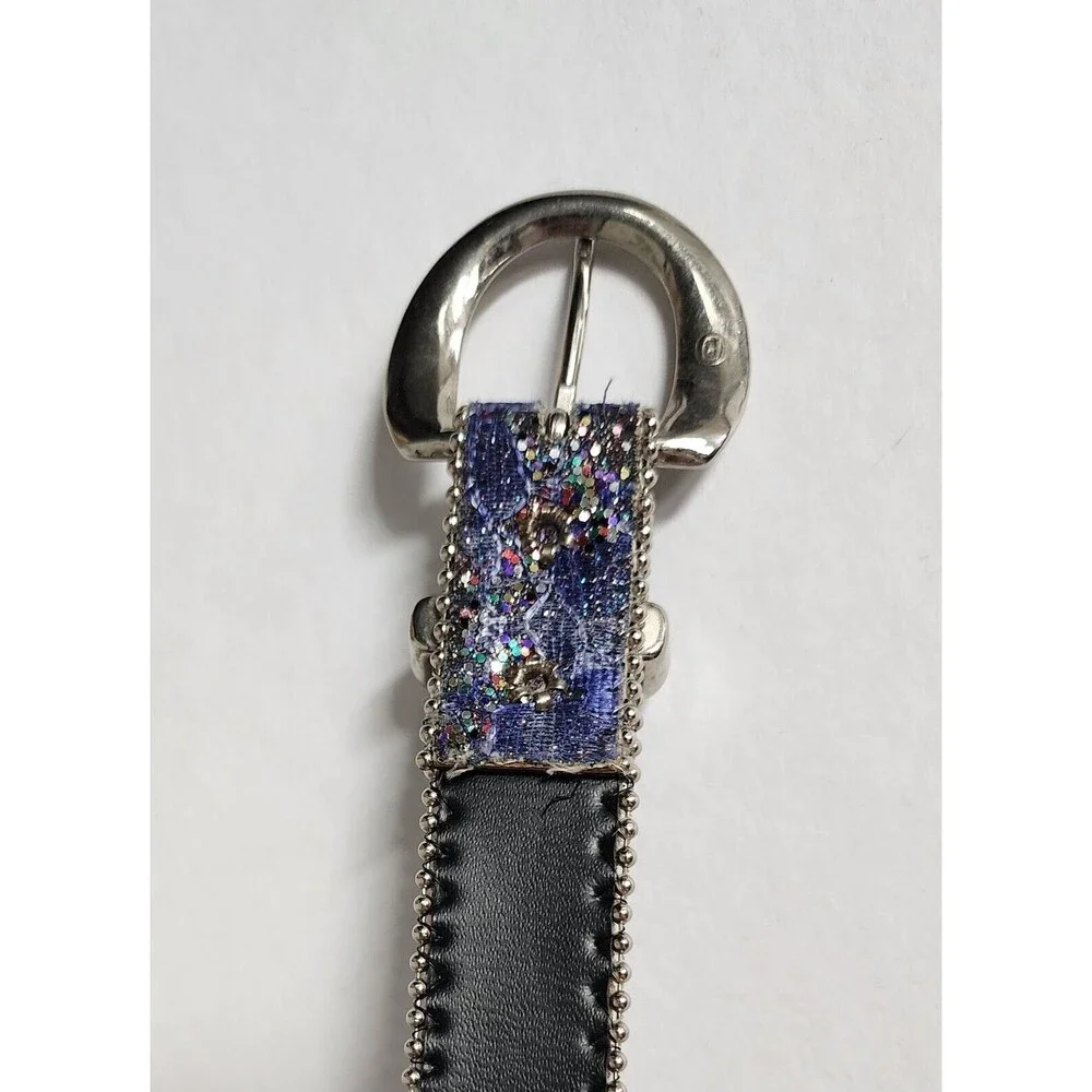Womens West Belt Blue Pink Green Sparkling Glitter #5780 Made in USA Size S/M - Picture 6 of 6